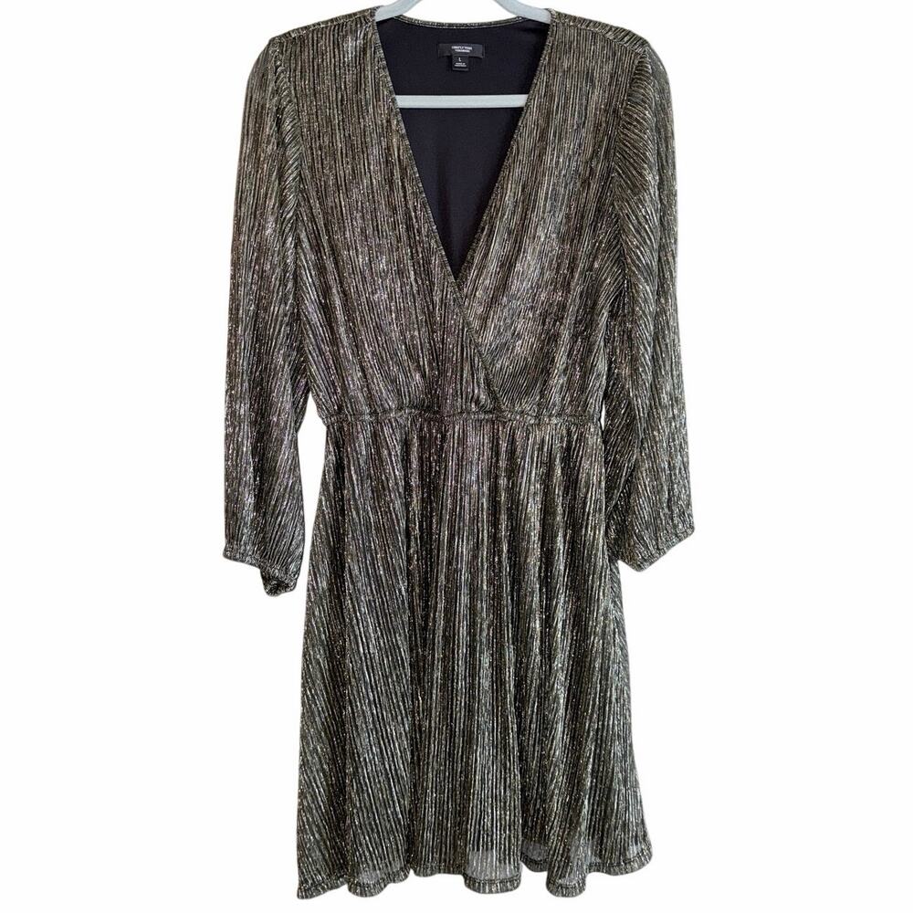 Simply Vera wang black metallic gold dress large balloon long sleeves party date